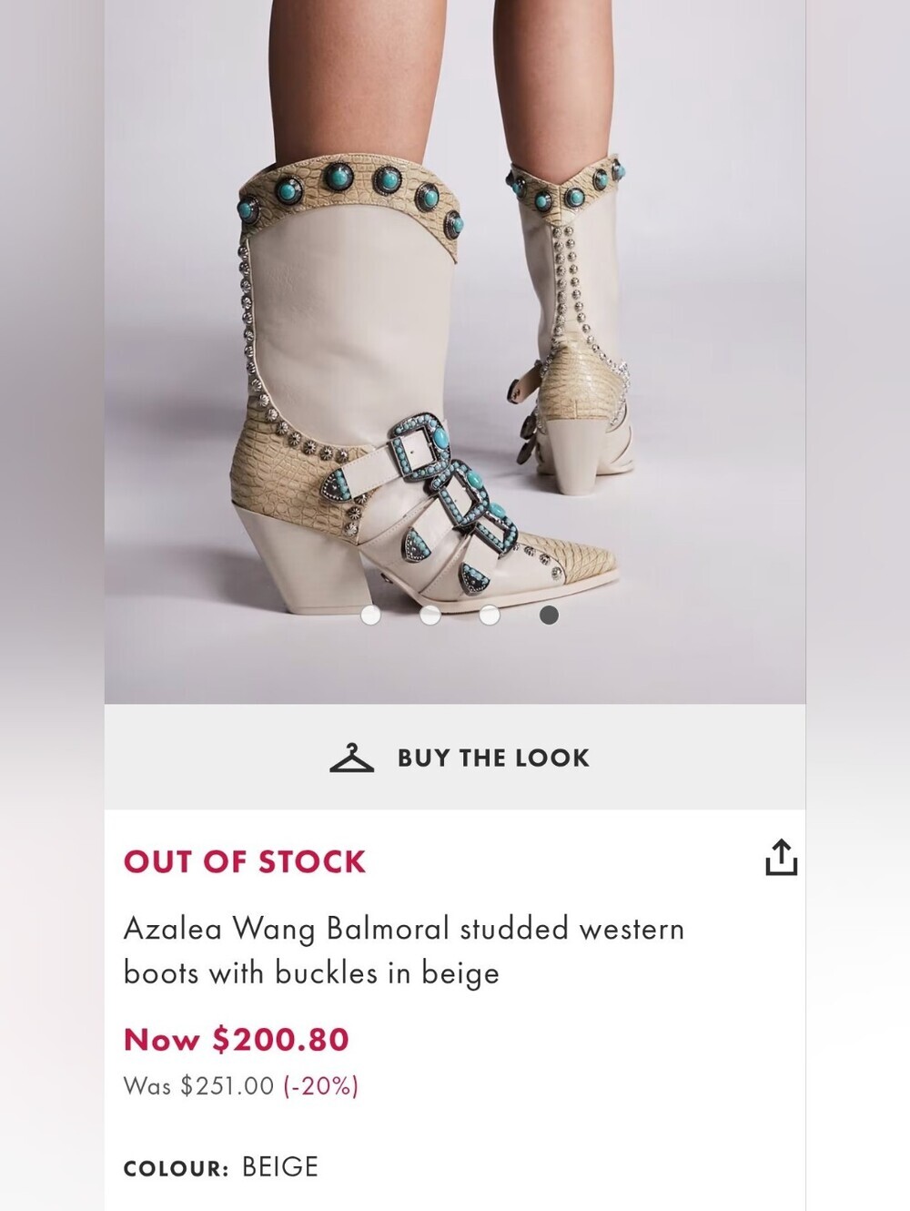 Azalea Wang Balmoral studded western boots with buckles in beige Size 7 - Picture 13 of 13